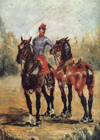Reitknecht mit zwei Pferden, Henri de toulouse-lautrec